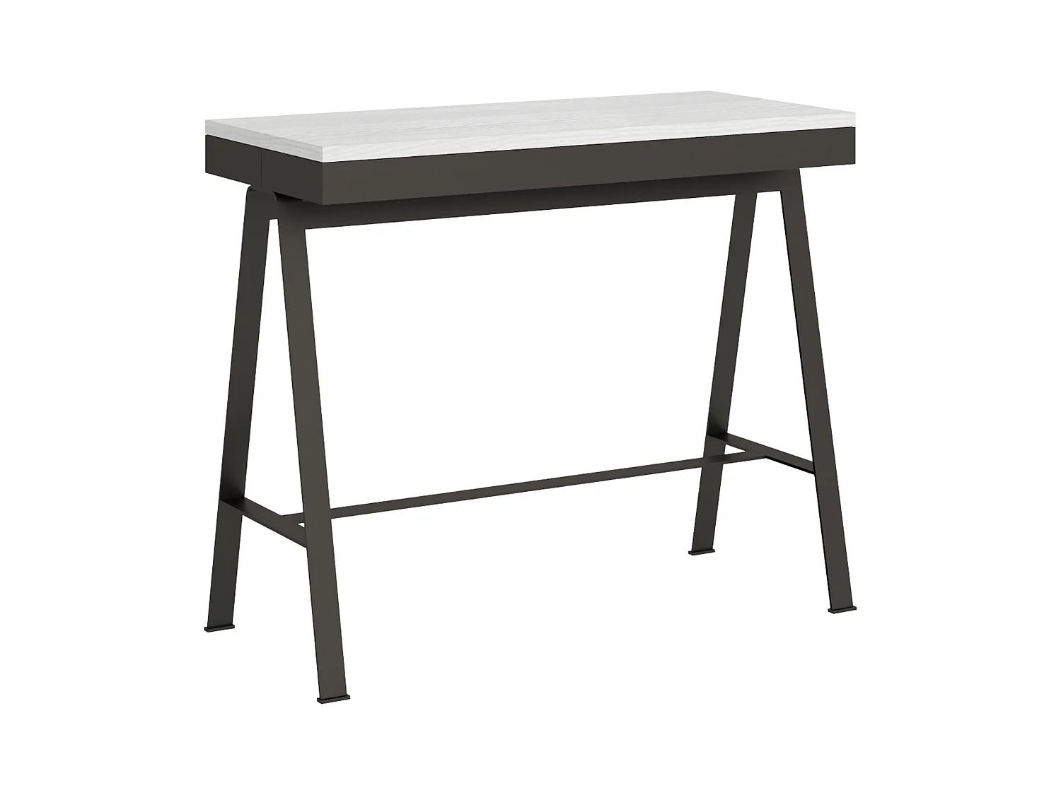 Ausziehbarer Konsolentisch 90x40/196 cm Banco Evolution Small Esche weiß mit Eisenrahmen aus Anthrazit