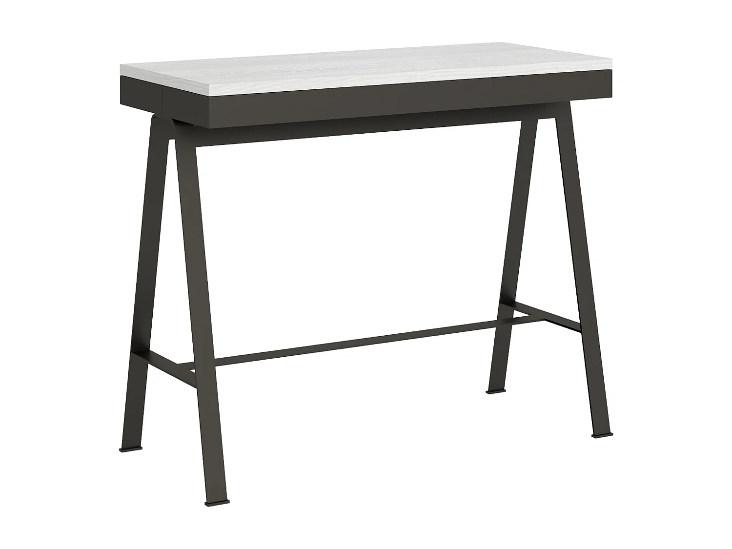 Console extensible 90x40/196 cm Banco Evolution Small Frêne Blanc cadre Anthracite