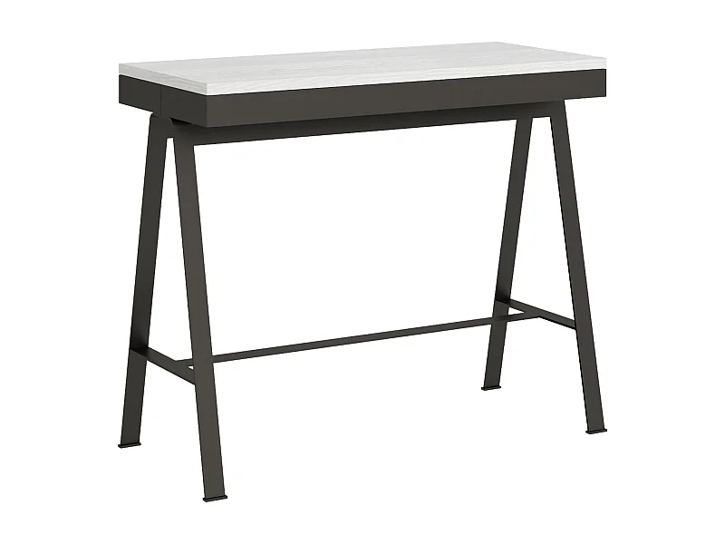 Console extensible 90x40/196 cm Banco Evolution Small Frêne Blanc cadre Anthracite