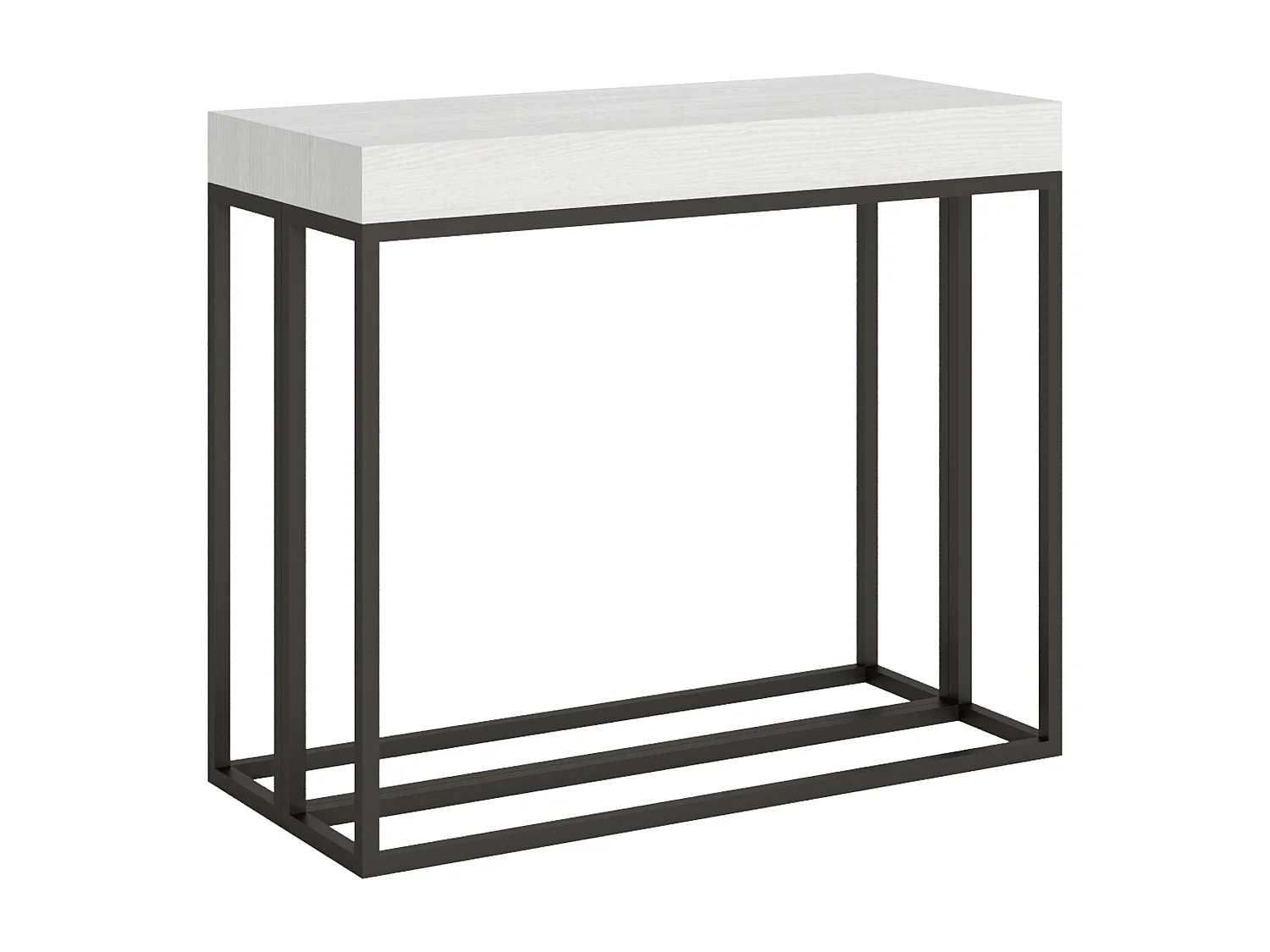 Console extensible 90x40/196 cm Epoca Small Frêne Blanc cadre Anthracite