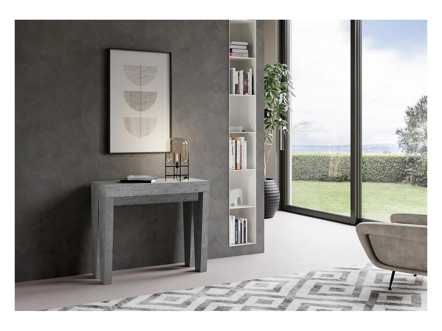 Uitschuifbare console 90x40/196 cm Spimbo Small Cemento