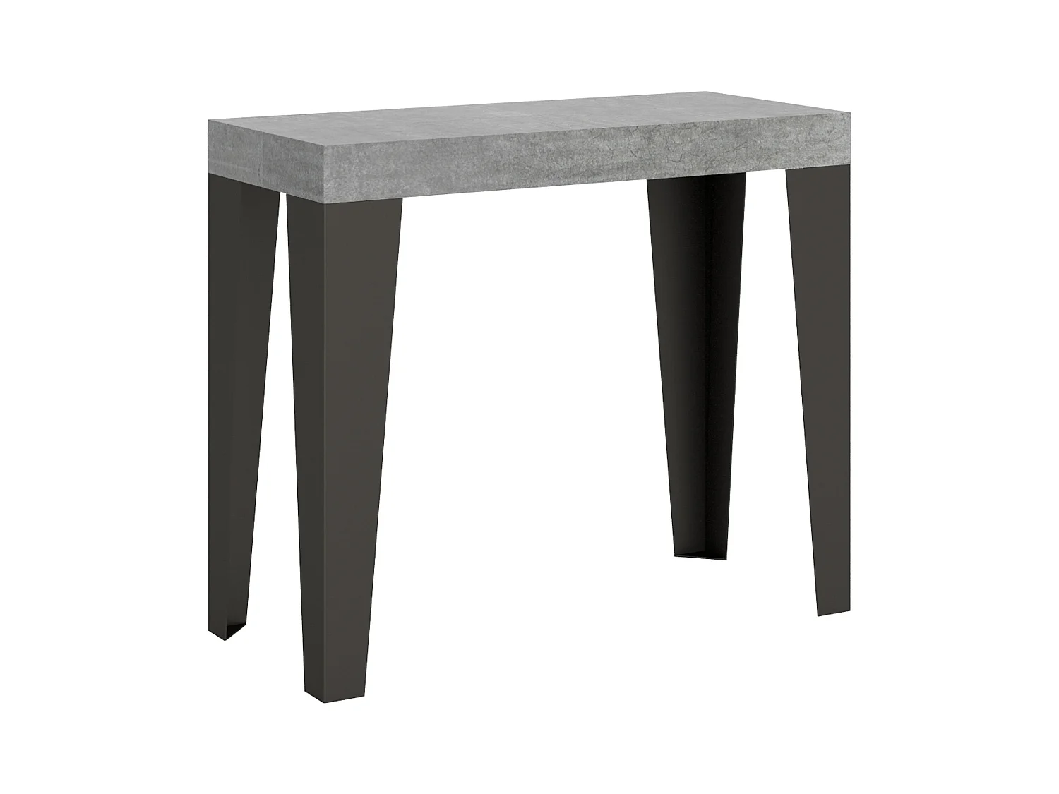 Flavio hout en ijzeren design uitschuifbare console 90x40/196 of 90x40/300 cm-Kleur Cementgrijs-Steun 2 voet-Verlengsnoeren 5 dunne verlengingen