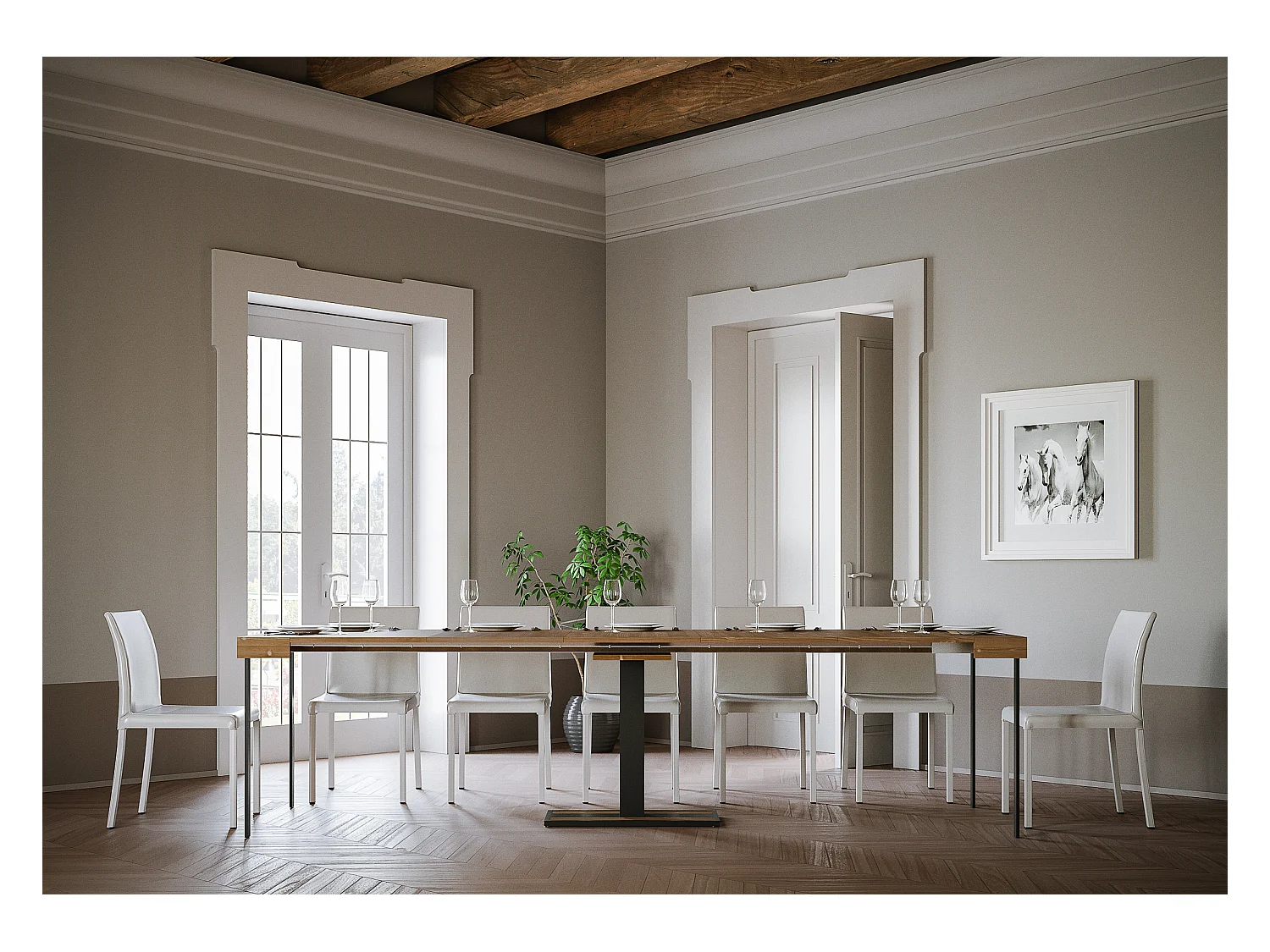 Rozkładana konsola 90x40/290 cm Teint Capital Fir Antracyt Struktura