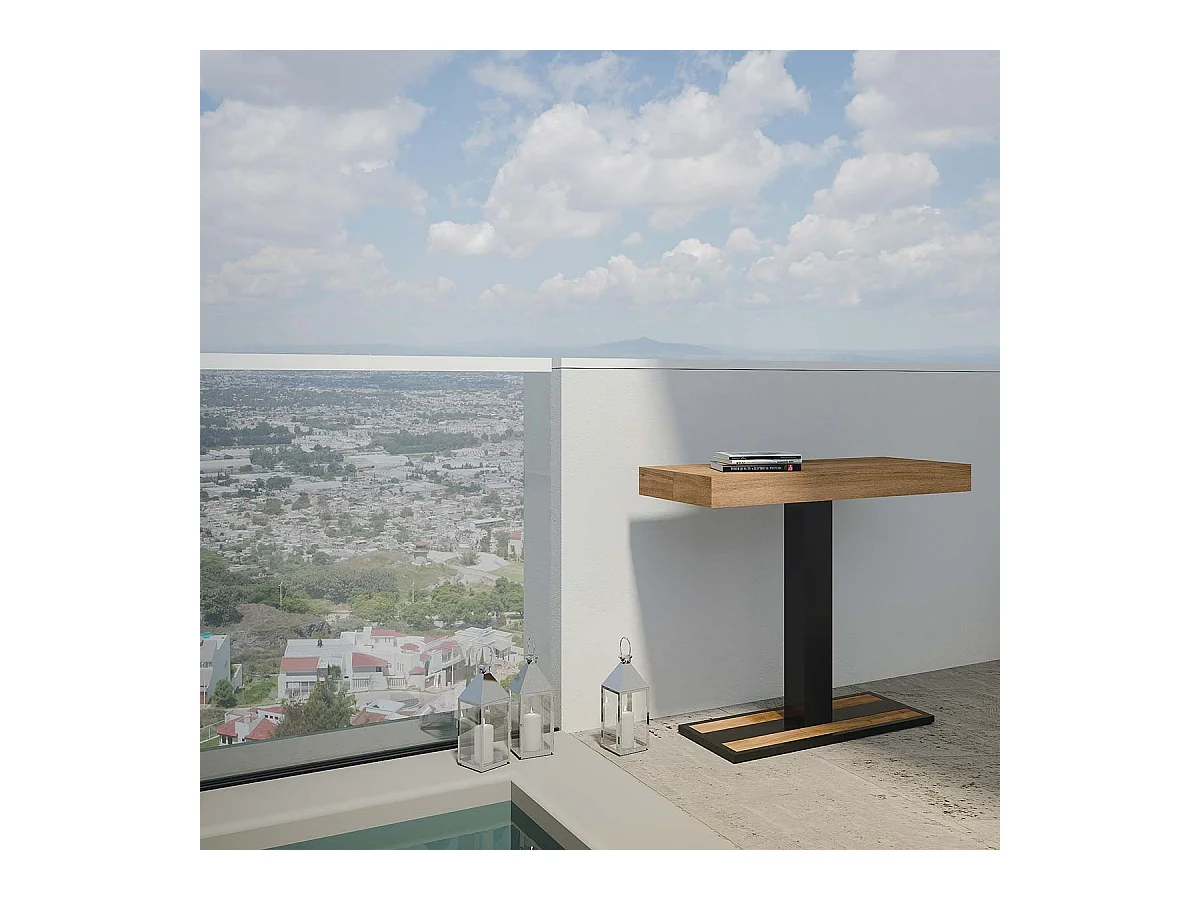 Console Extensible 90x40/290 cm Capital Sapin Teinté cadre Anthracite