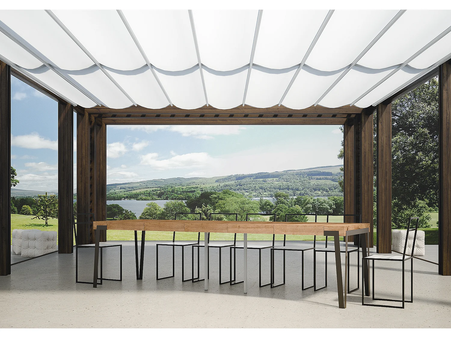 Rozkładana konsola 90x40/290 cm Rio Premium barwiona jodła antracytowa