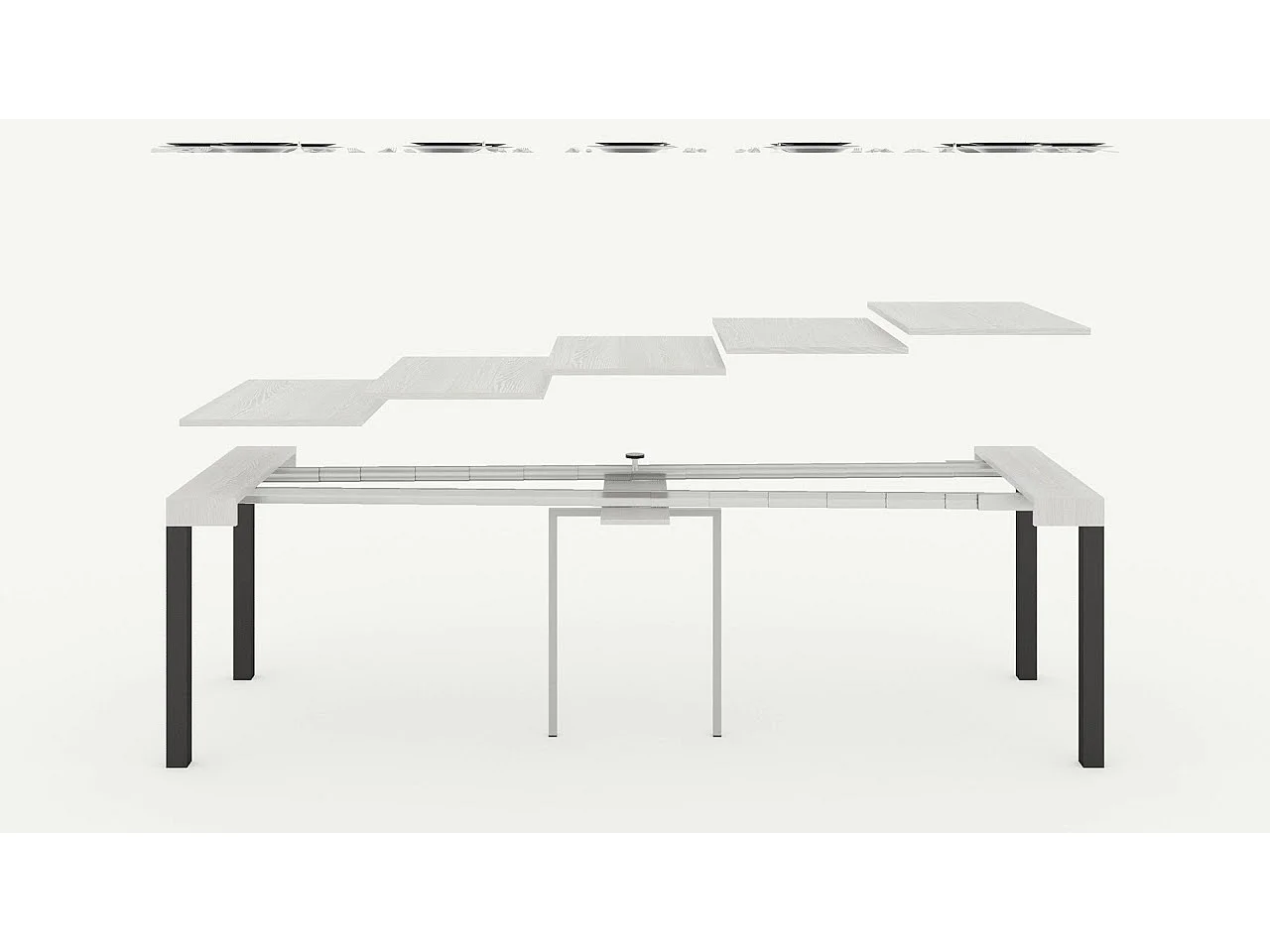 Udtrækkeligt konsolbord 90x40/300 cm Everyday Evolution Naturlig eg Antracit stel