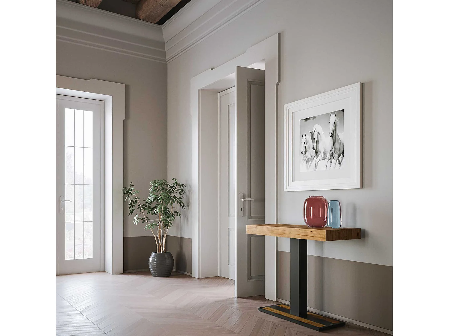 Consola extensible 90x40/196 cm Capital Small Premium Roble Nature Estructura Antracita