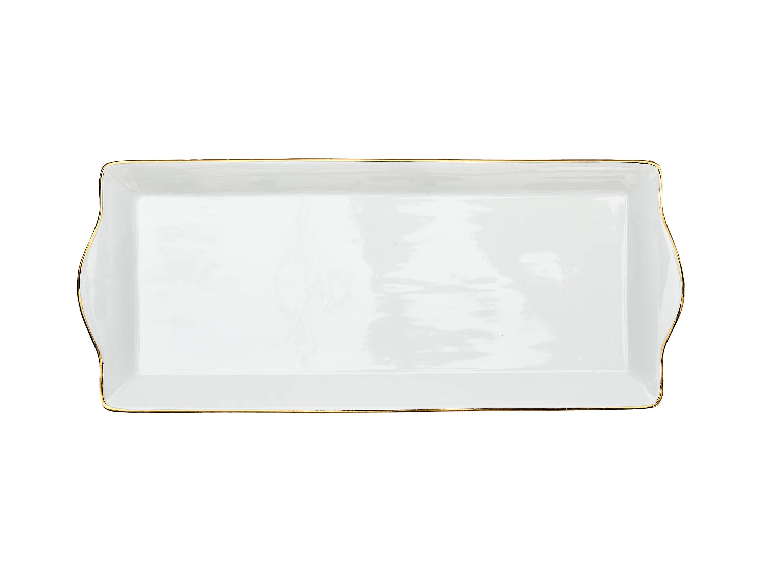 Plat De Service Porcelaine Lisere Dore 34x14cm2 Blanc, Or