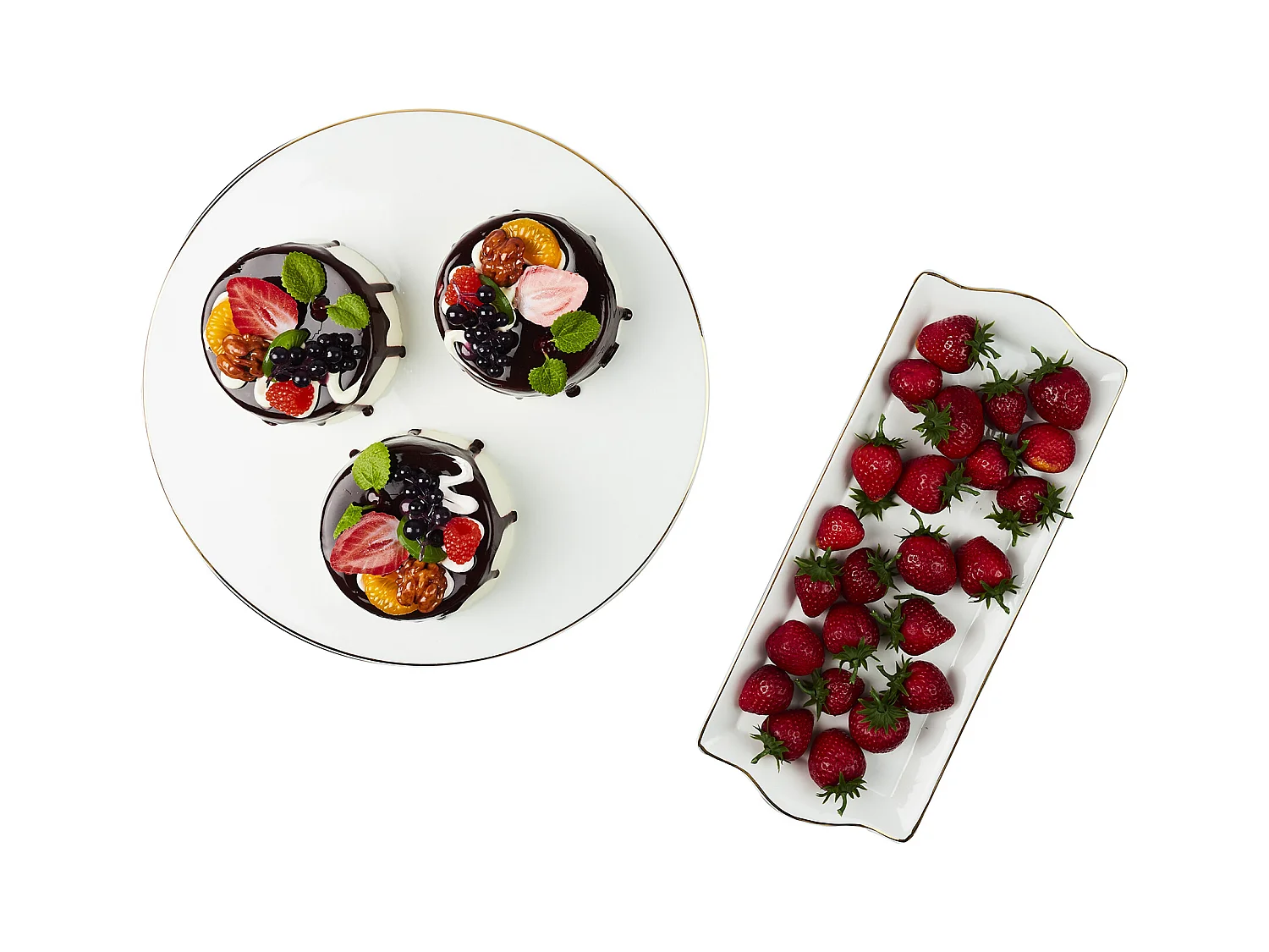 Plat De Service Porcelaine Lisere Dore 34x14cm2 Blanc, Or