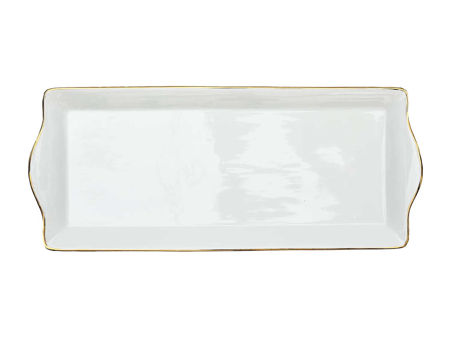 Plat De Service Porcelaine Lisere Dore 34x14cm2 Blanc, Or