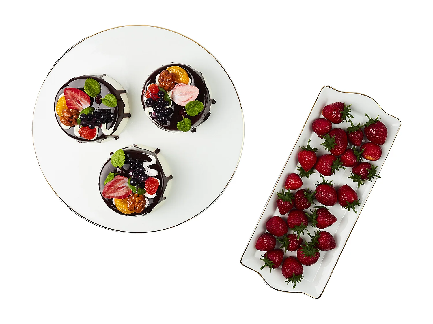 Plat De Service Porcelaine Lisere Dore 34x14cm2 Blanc, Or