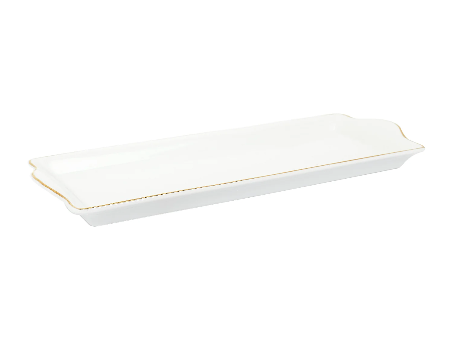Plat De Service Porcelaine Lisere Dore 34x14cm2 Blanc, Or