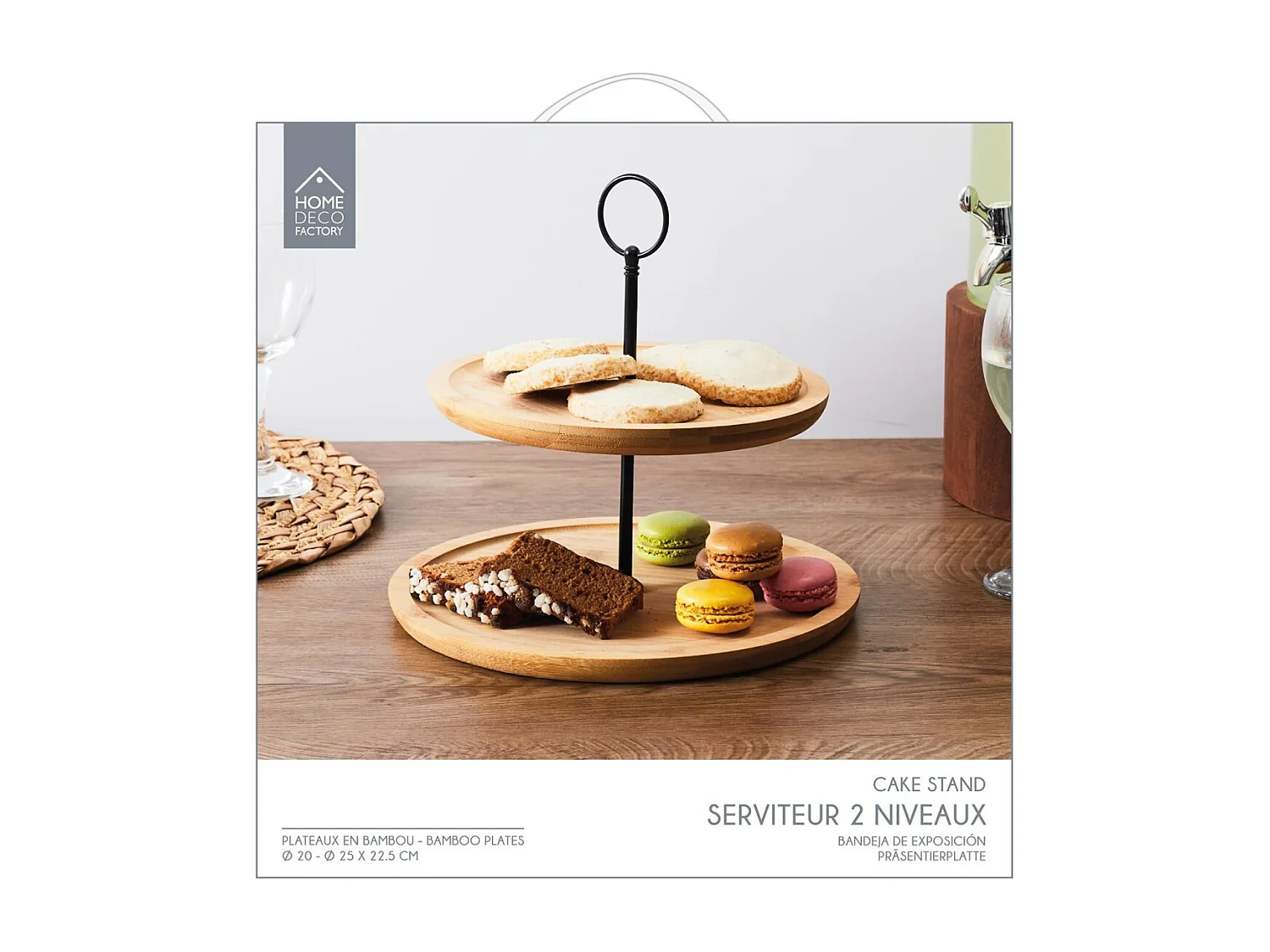 Espositore in bambù a 2 livelli