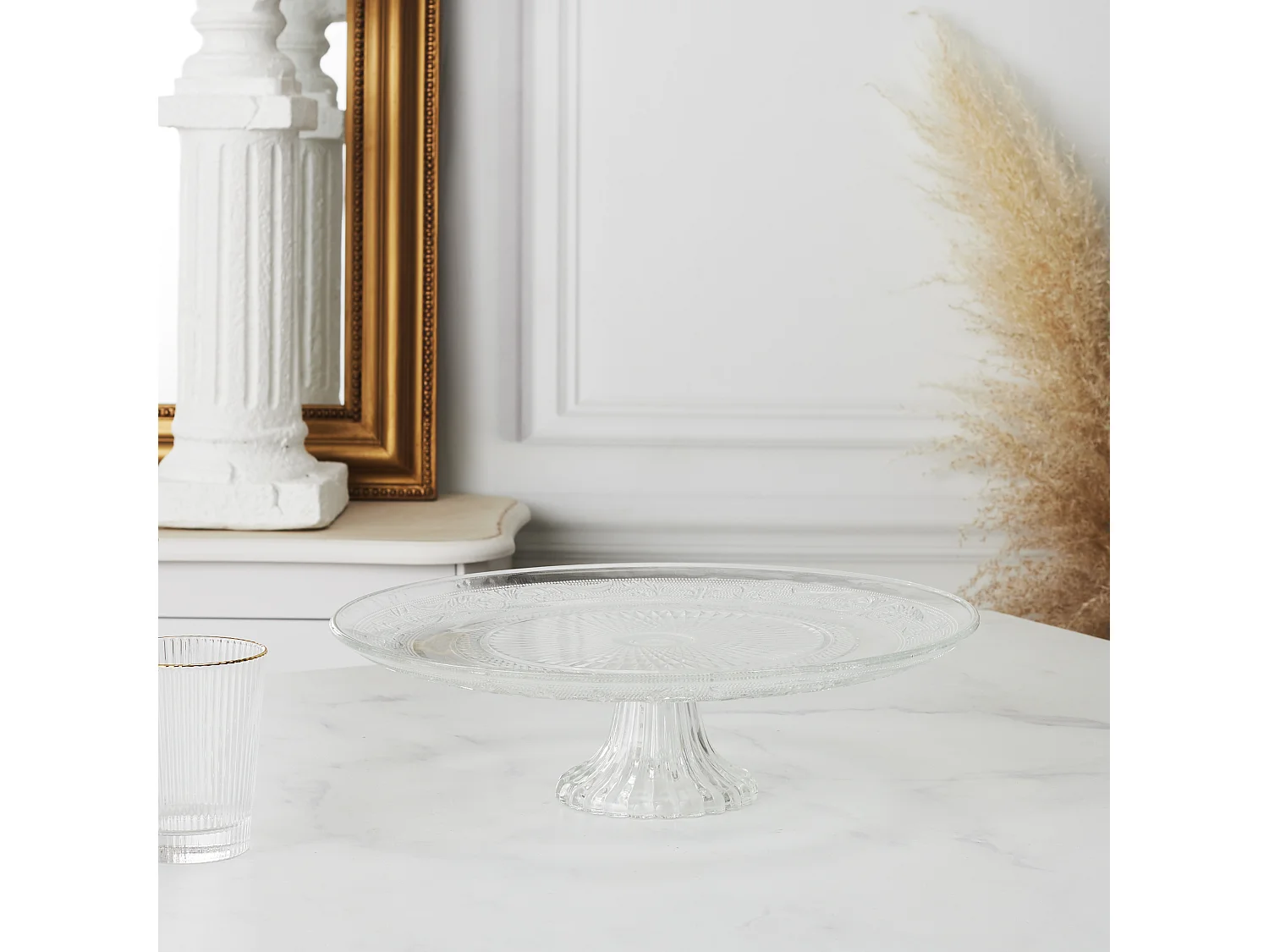 Plat De Presentation En Verre Cisele Transparent