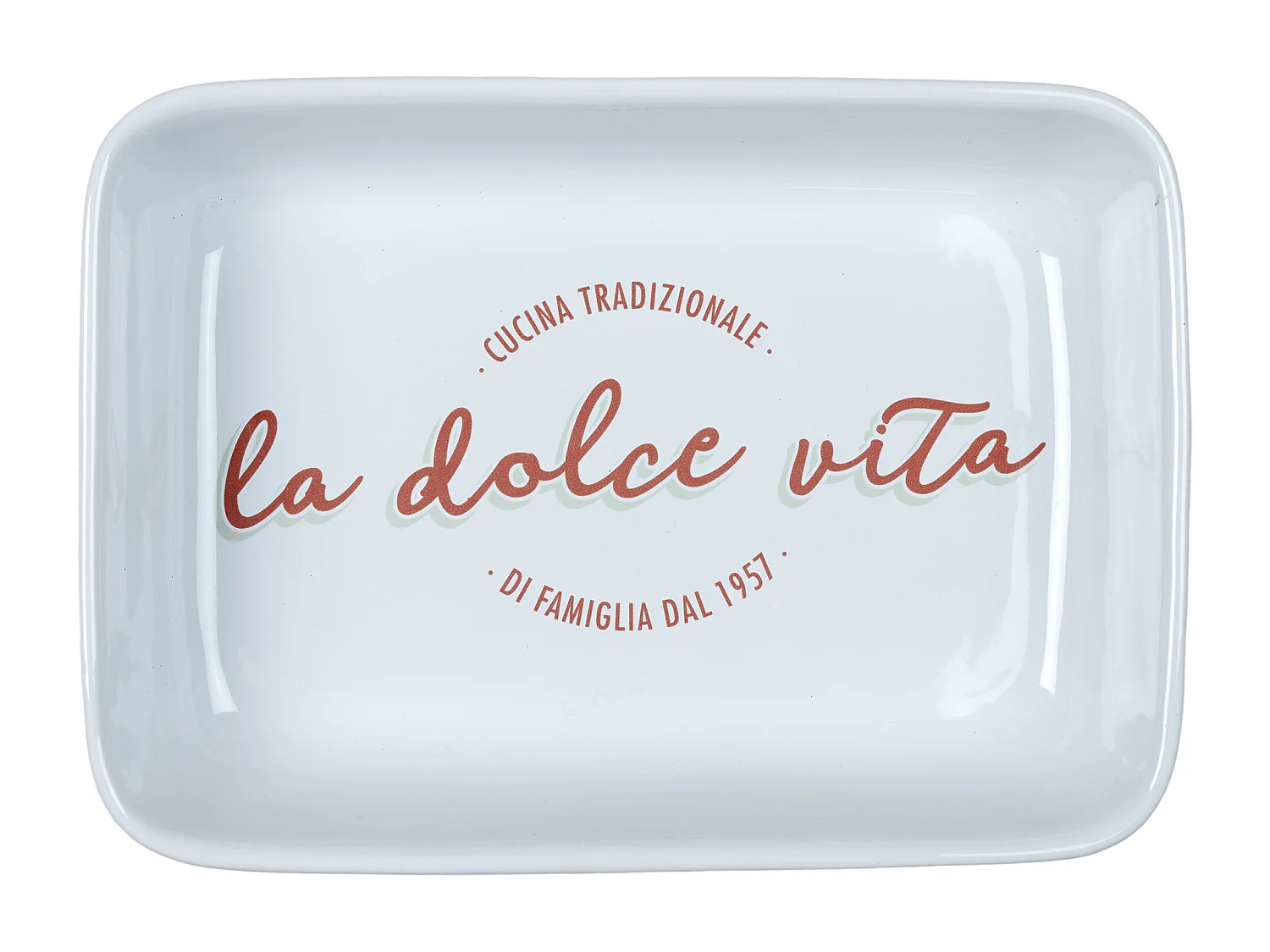 Plat Rectangulaire Four Italie 25x35x7.6cm Blanc, Orange, Vert