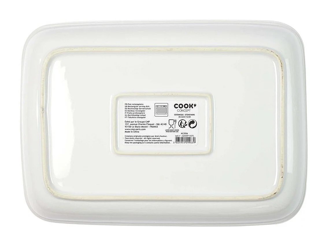 Plat Rectangulaire Four Italie 25x35x7.6cm Blanc, Orange, Vert