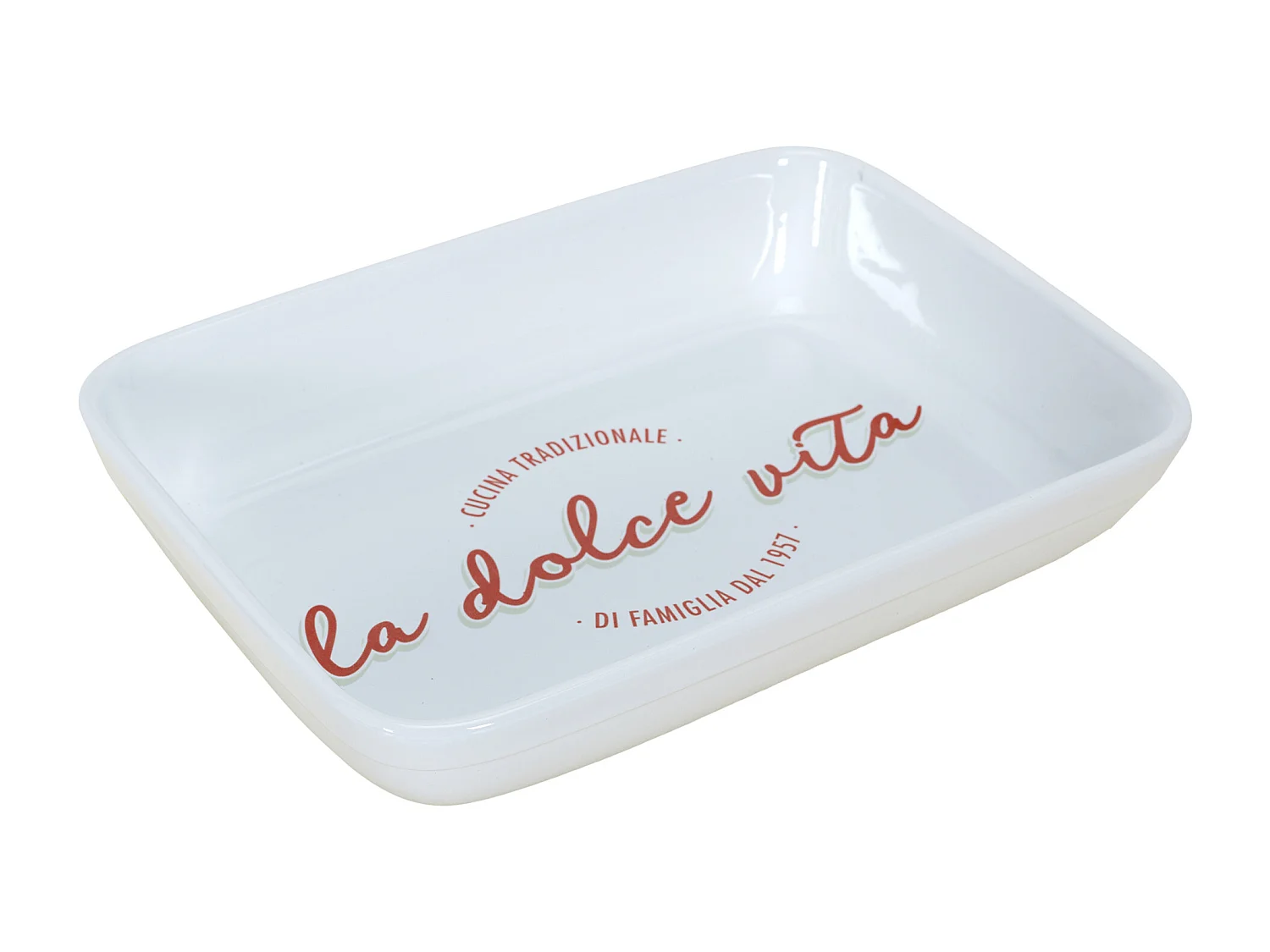 Plat Rectangulaire Four Italie 25x35x7.6cm Blanc, Orange, Vert