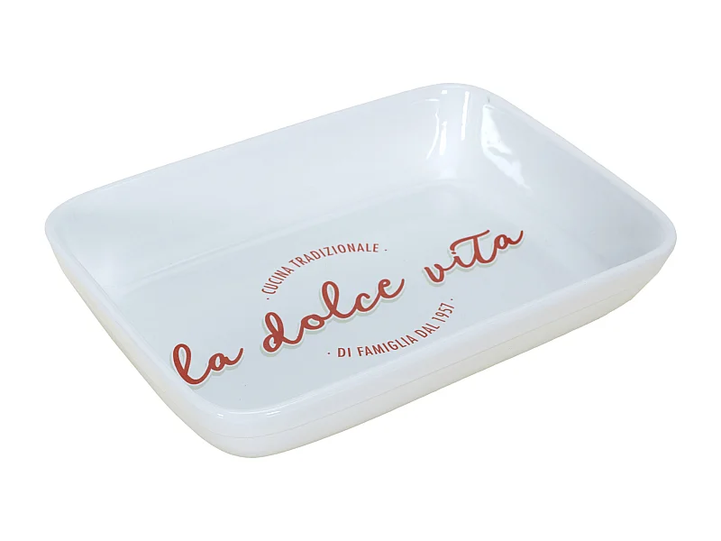 Plat Rectangulaire Four Italie 25x35x7.6cm Blanc, Orange, Vert