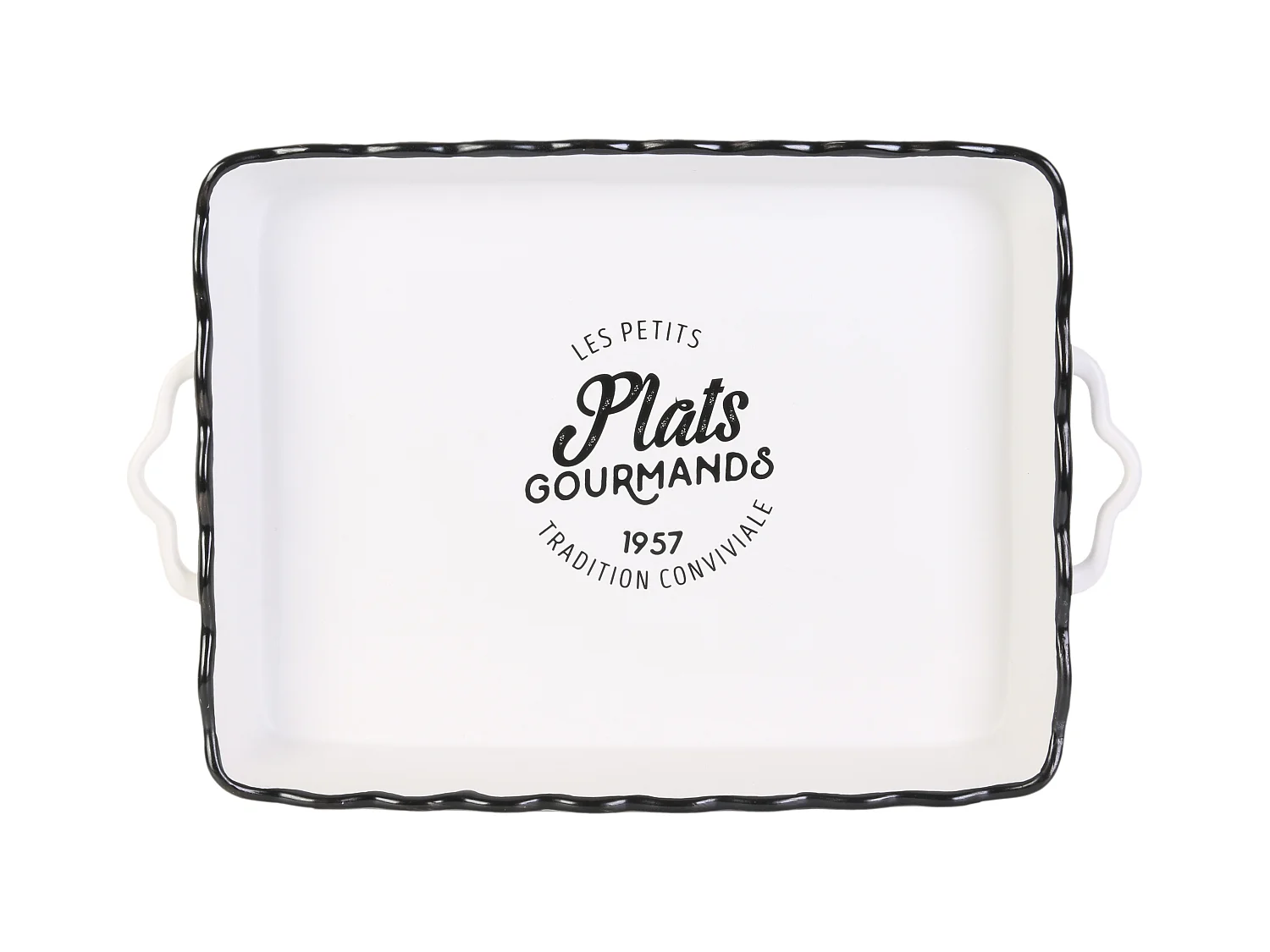 Plat Rectangulaire 40x26.3x6.2cm Blanc, Noir