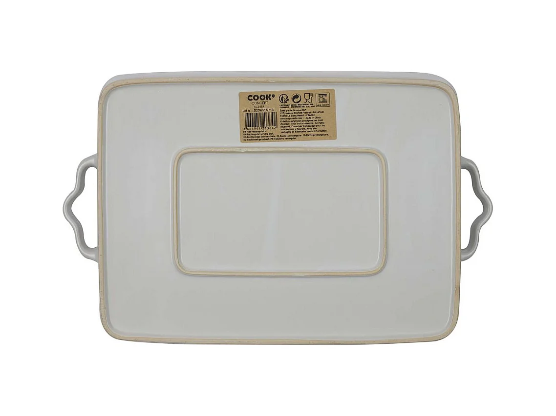 Plat Rectangulaire 40x26.3x6.2cm Blanc, Noir