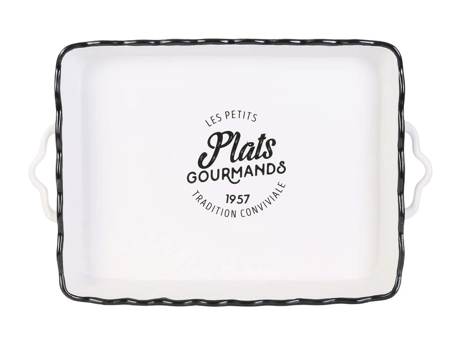 Plat Rectangulaire 40x26.3x6.2cm Blanc, Noir