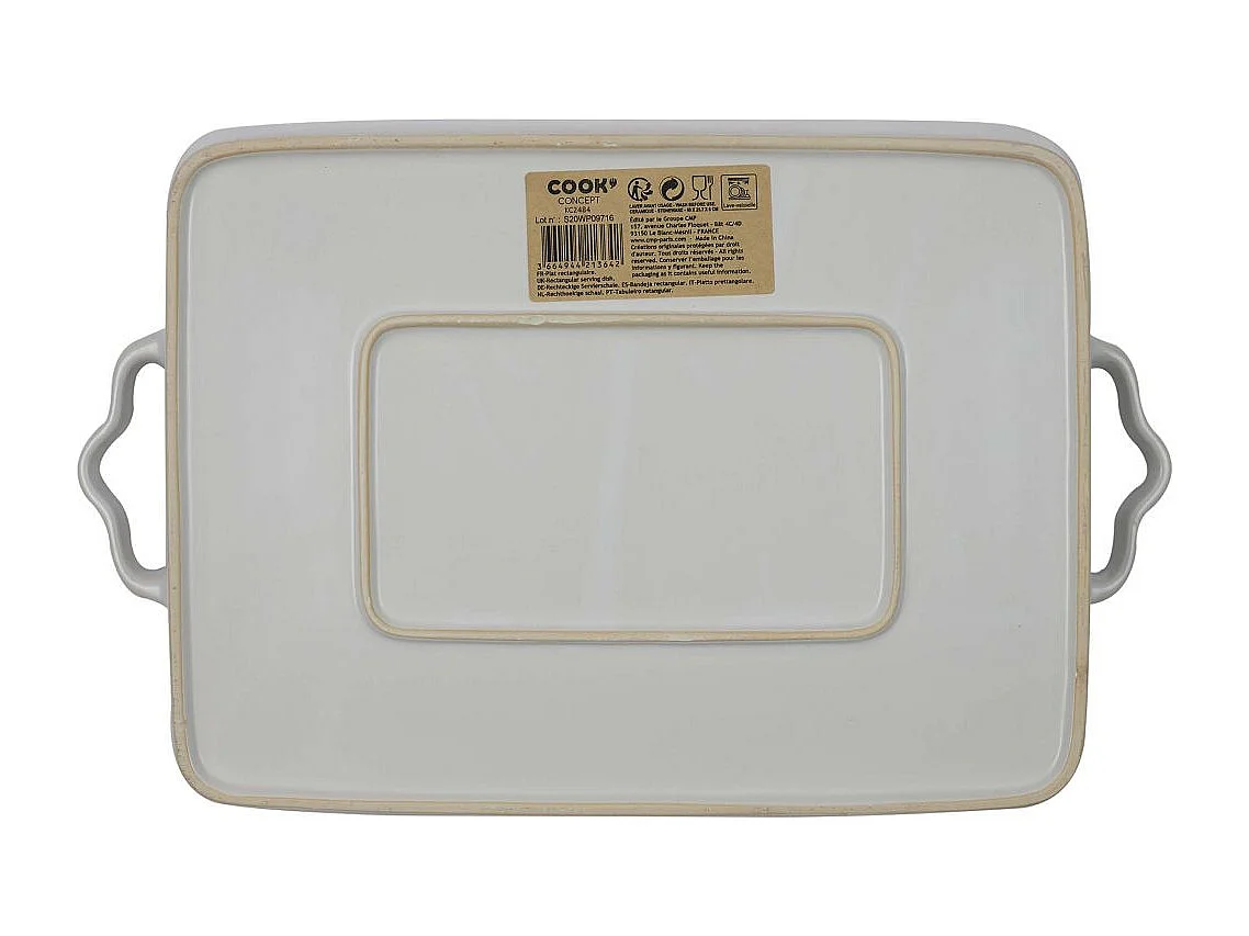 Plat Rectangulaire 40x26.3x6.2cm Blanc, Noir