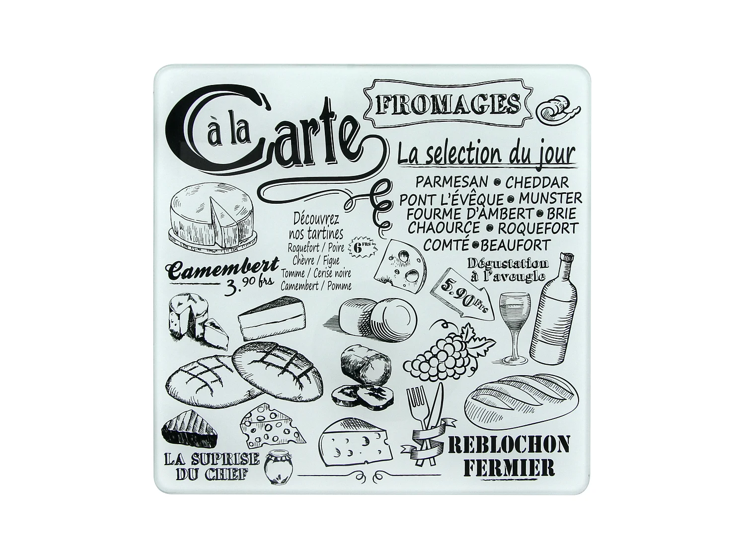 Tabla de quesos con soporte + 3 utensilios magnéticos