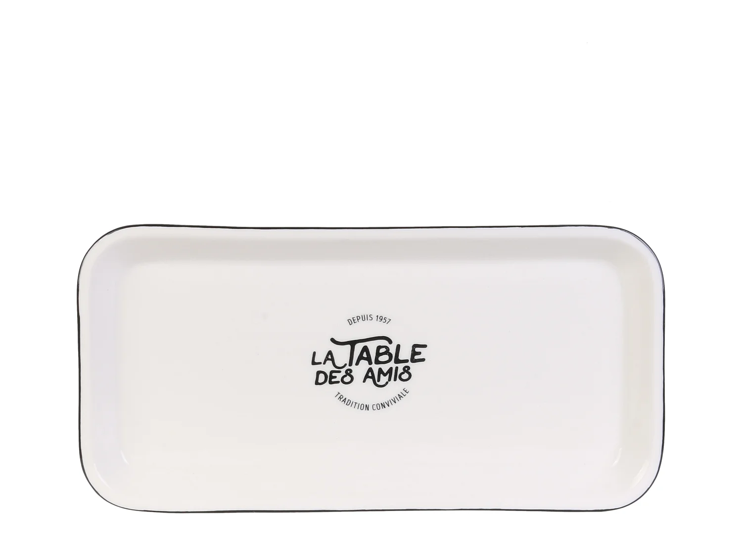 Plat De Service 34x16.5cm Blanc, Noir