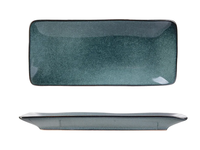 Coupelle Rectangle Gres Du Temps 10x22cm Bleu2 Bleu