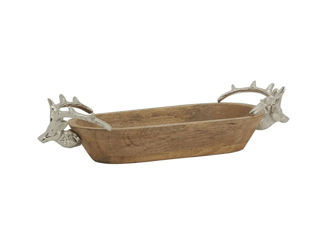 Korb aus Mangoholz mit Hirschkopf