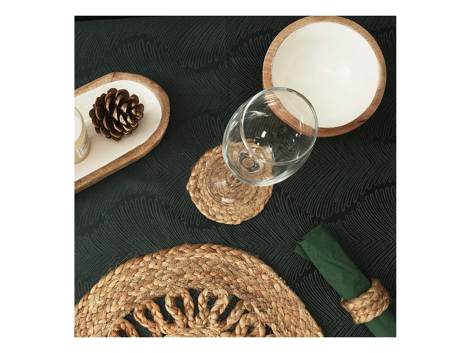 Dessous De Verre Jute 10cm X4 Marron