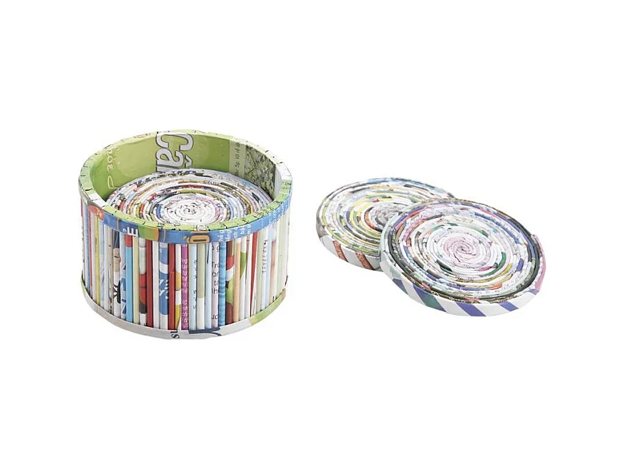 Dessous de verre en papier recyclé (Lot de 6)