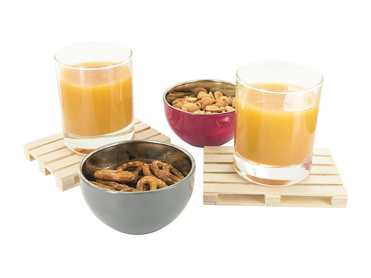 Lot de 4 Dessous de Verre "Palette" 12cm Naturel