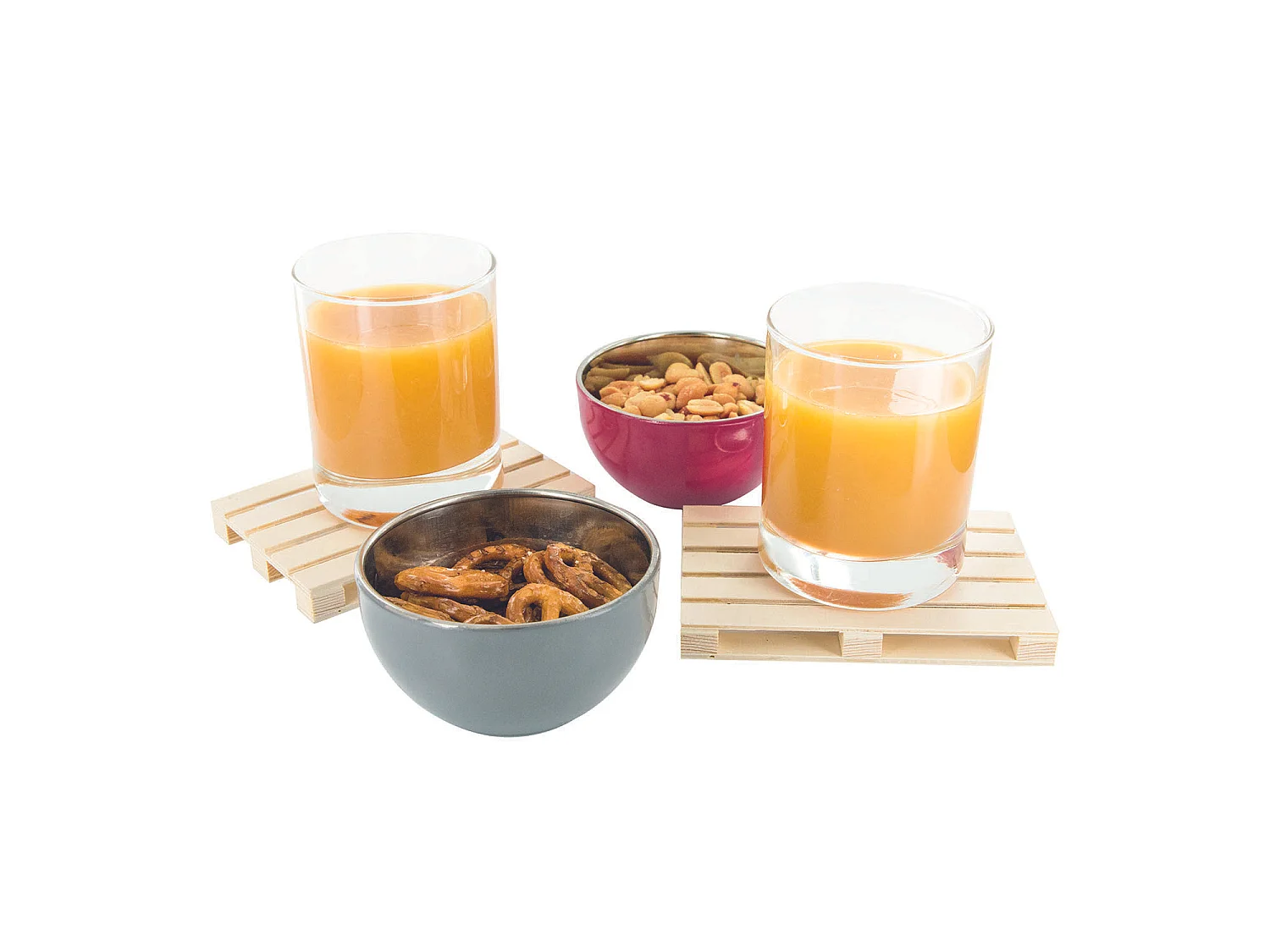 Lot de 4 Dessous de Verre "Palette" 12cm Naturel
