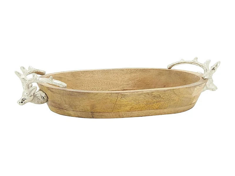 Korb aus Mangoholz mit Hirsch-Griffen