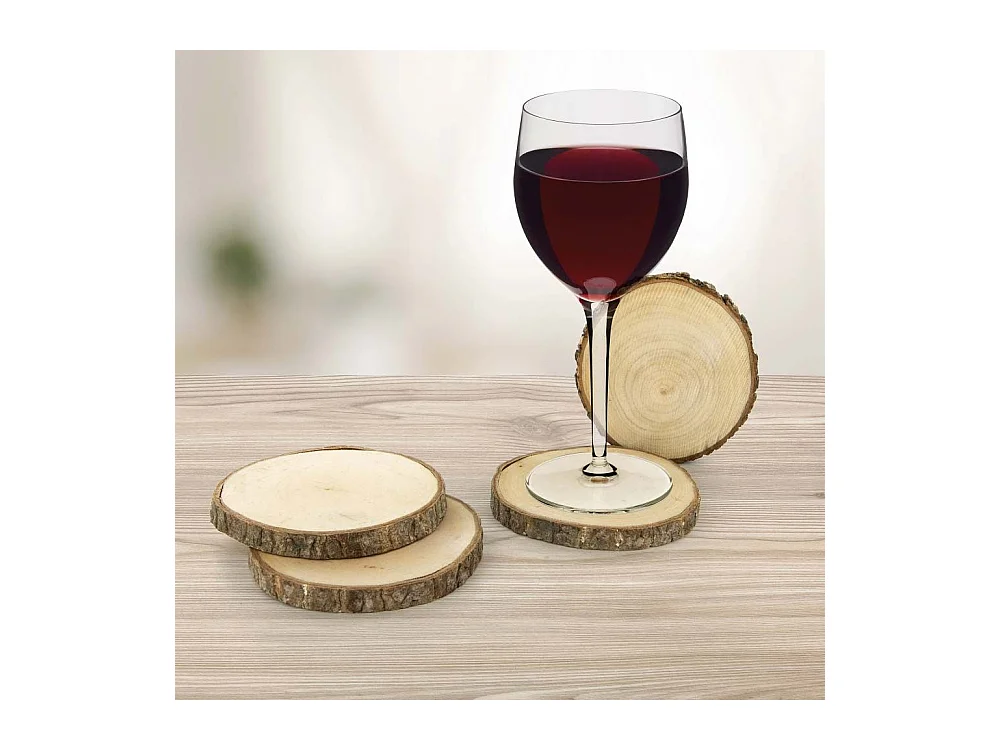 Dessous De Verre Rondin En Bois X4 Marron