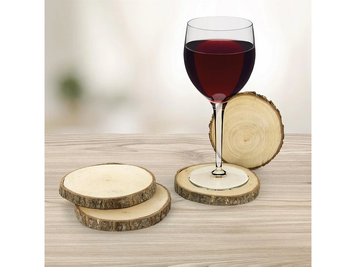 Dessous De Verre Rondin En Bois X4 Marron