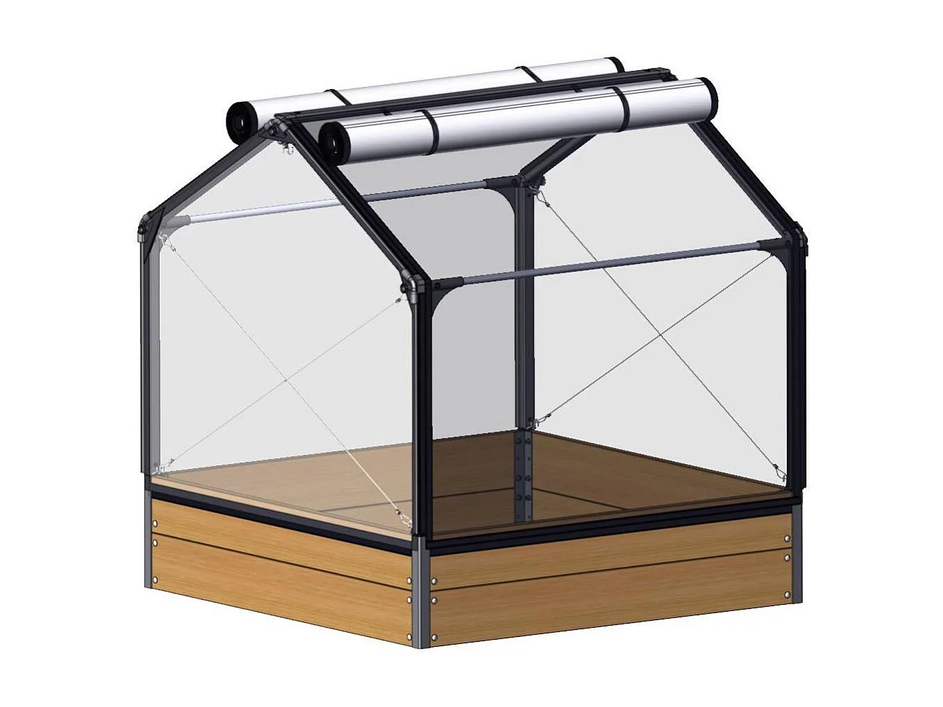 Carré potager premium en mélèze avec serre Siberian Longueur 120 cm