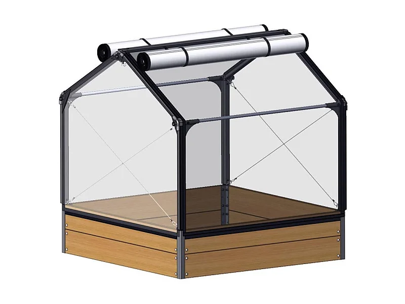 Carré potager premium en mélèze avec serre Siberian Longueur 120 cm