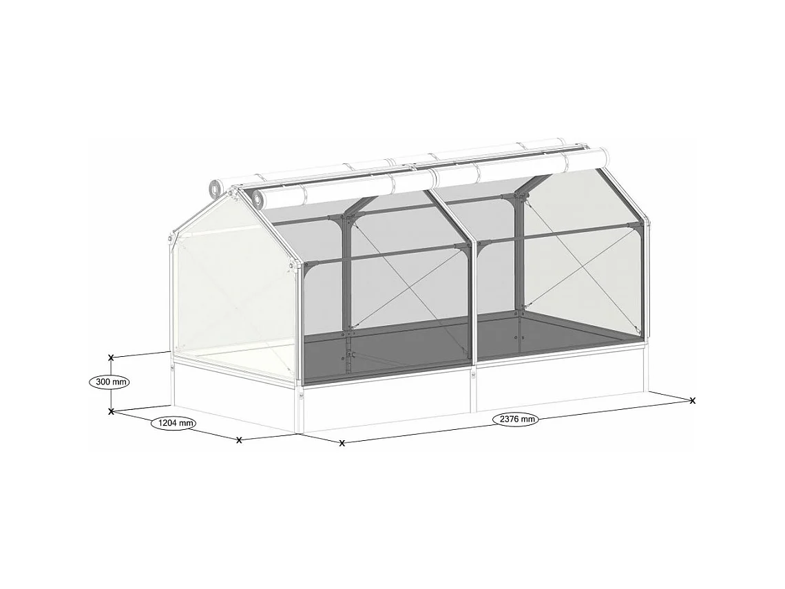 Potager premium avec serre et protection Veg Longueur 240 cm