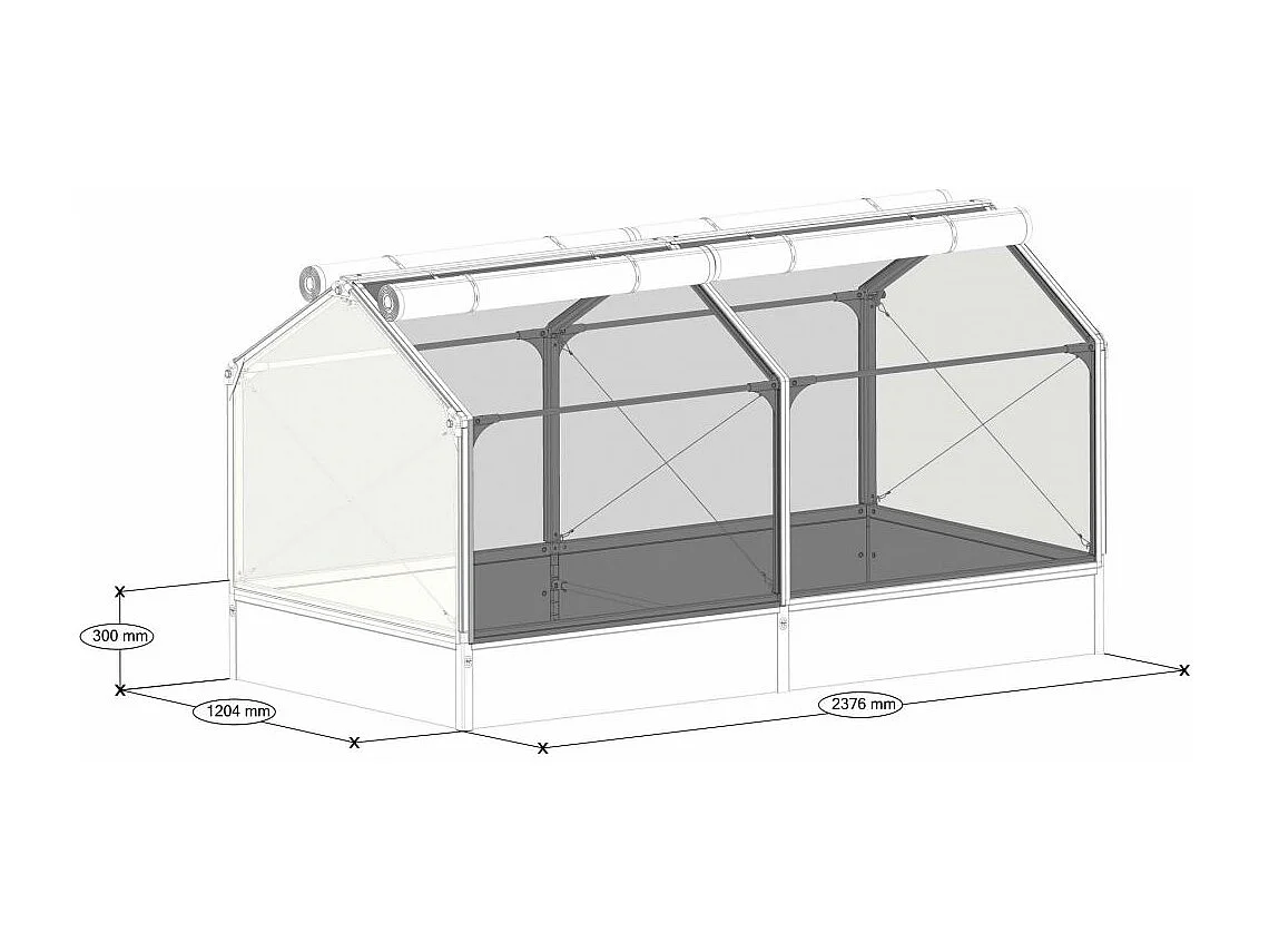 Potager premium avec serre et protection Veg Longueur 240 cm