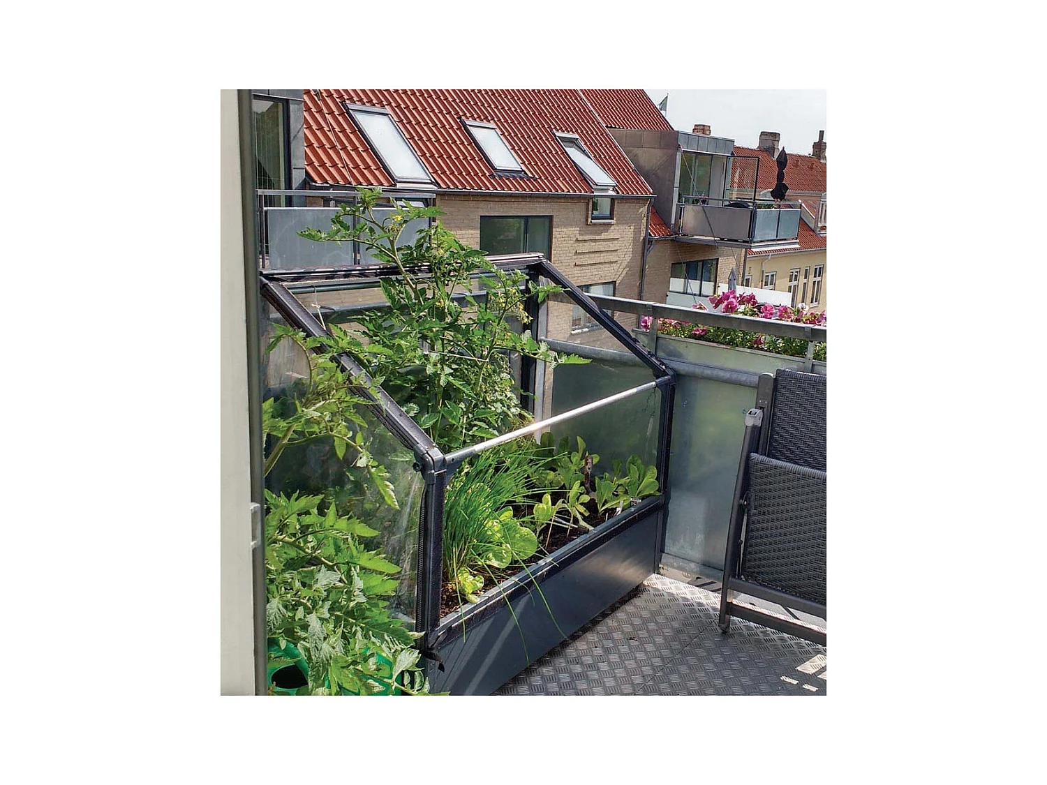 Potager mural premium à adosser avec couverture de protection Hauteur 108 cm