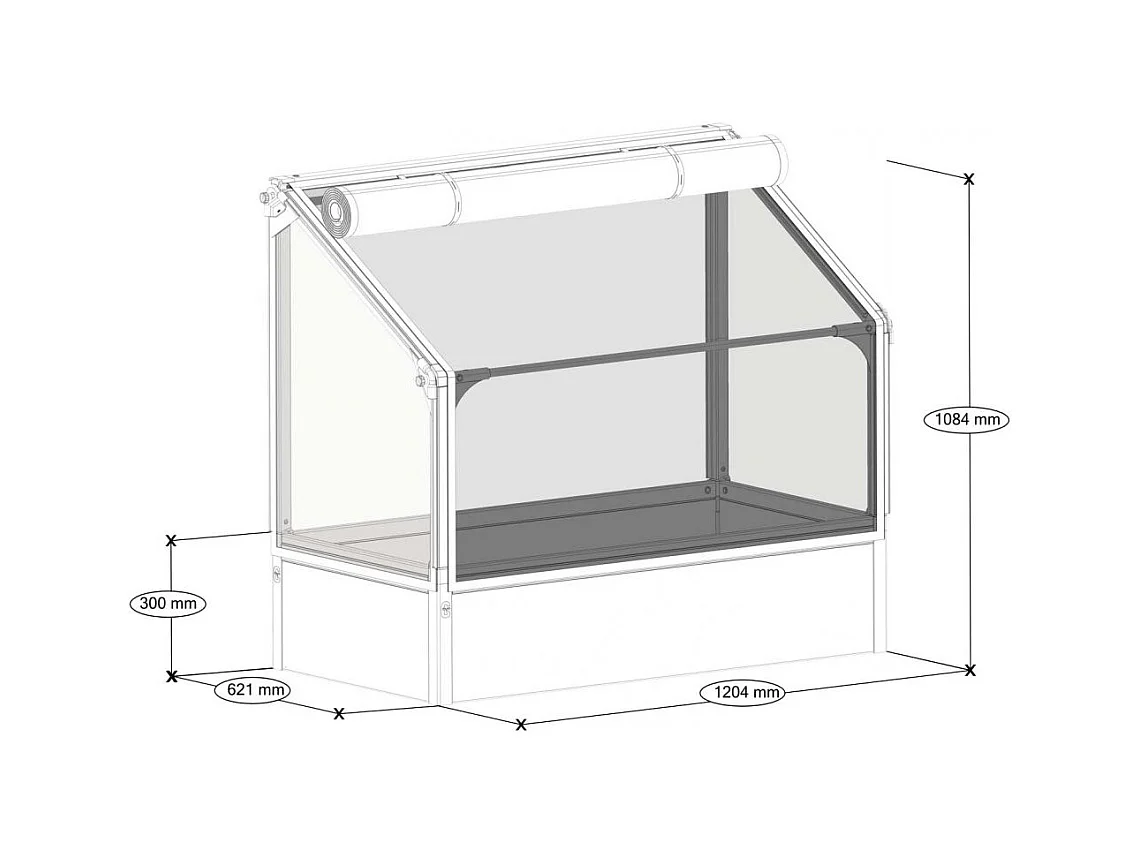 Potager mural premium à adosser avec couverture de protection Hauteur 108 cm