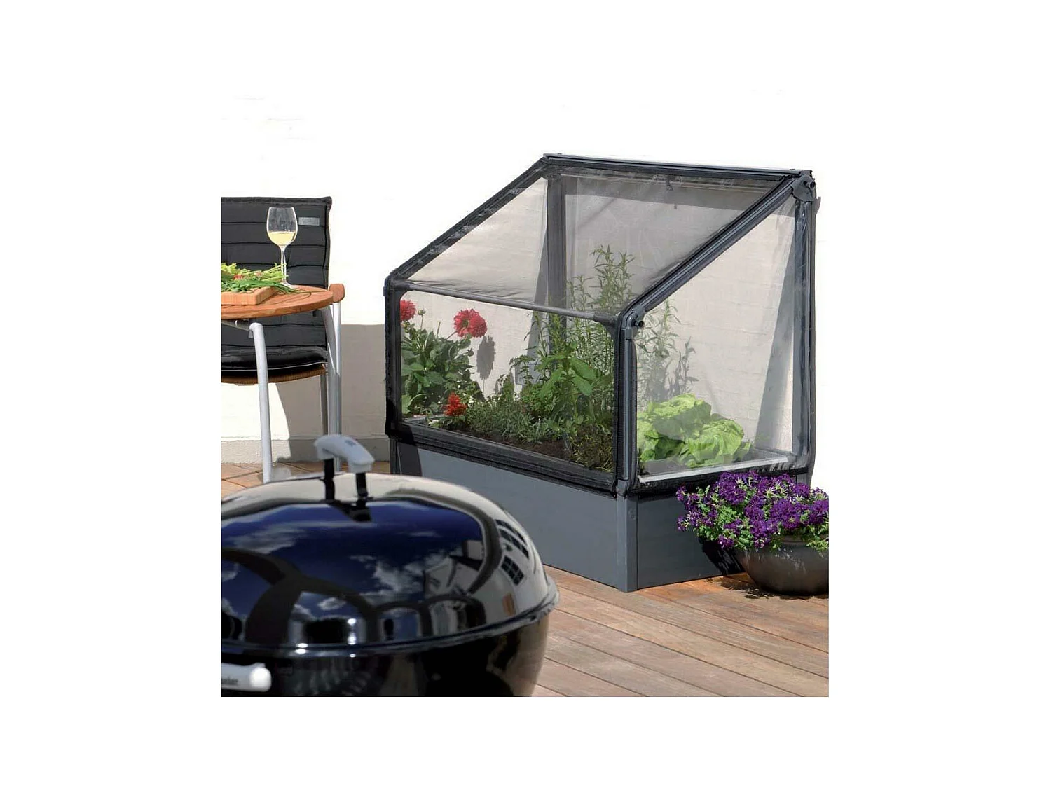 Potager mural premium à adosser avec couverture de protection Hauteur 108 cm