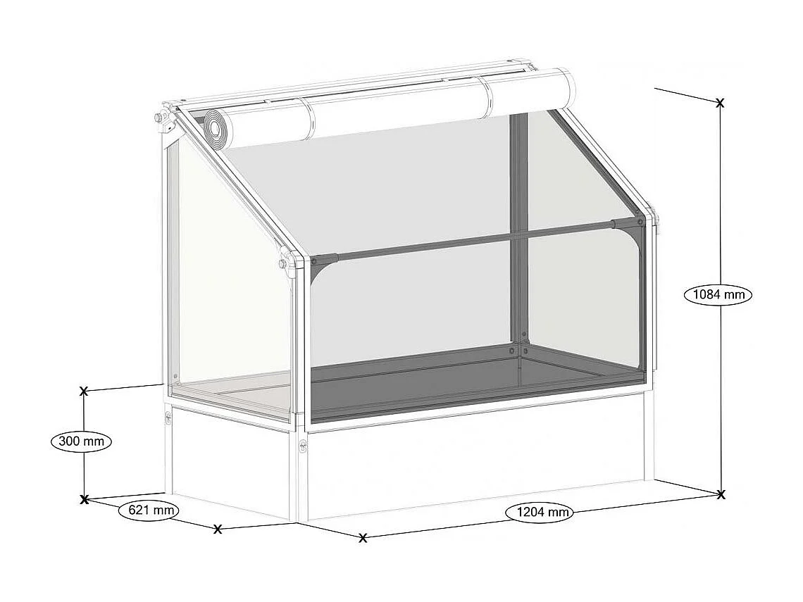 Potager mural premium à adosser avec couverture de protection Hauteur 108 cm
