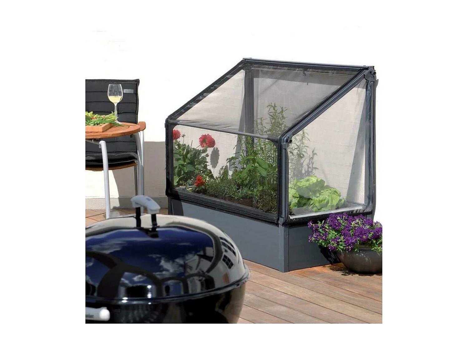 Potager mural premium à adosser avec couverture de protection Hauteur 108 cm