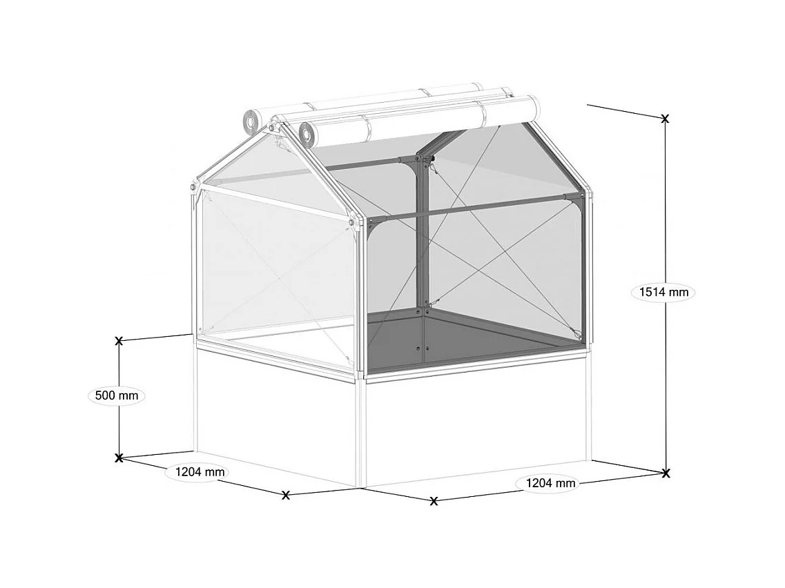 Carré potager premium avec serre Basic air Longueur 120 cm
