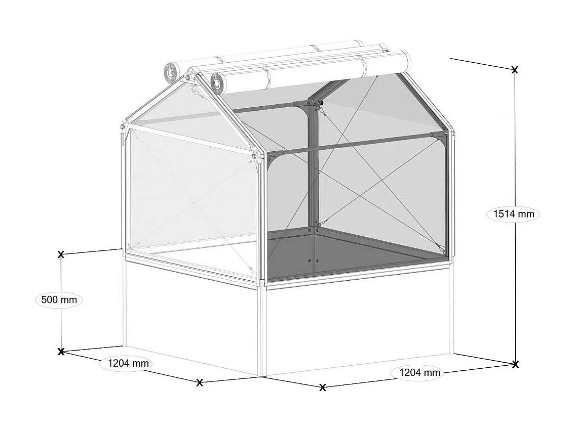 Carré potager premium avec serre Basic air Longueur 120 cm