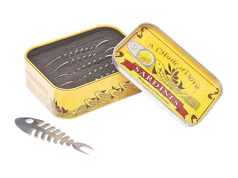 Set aus 6 Aperitifspitzen aus Zinn Sardinen