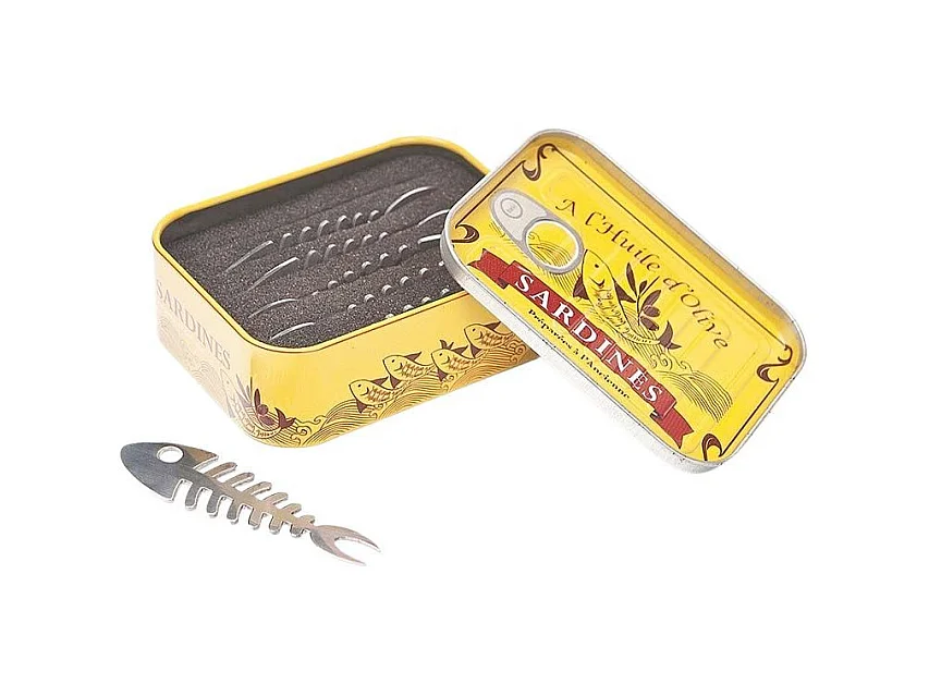 Set aus 6 Aperitifspitzen aus Zinn Sardinen